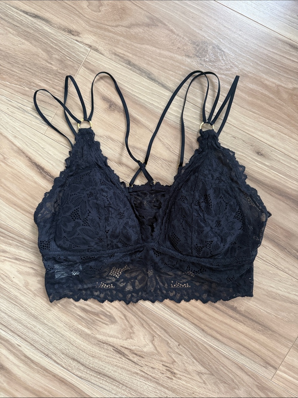 aerie Black Lace Bralette with Double Straps
